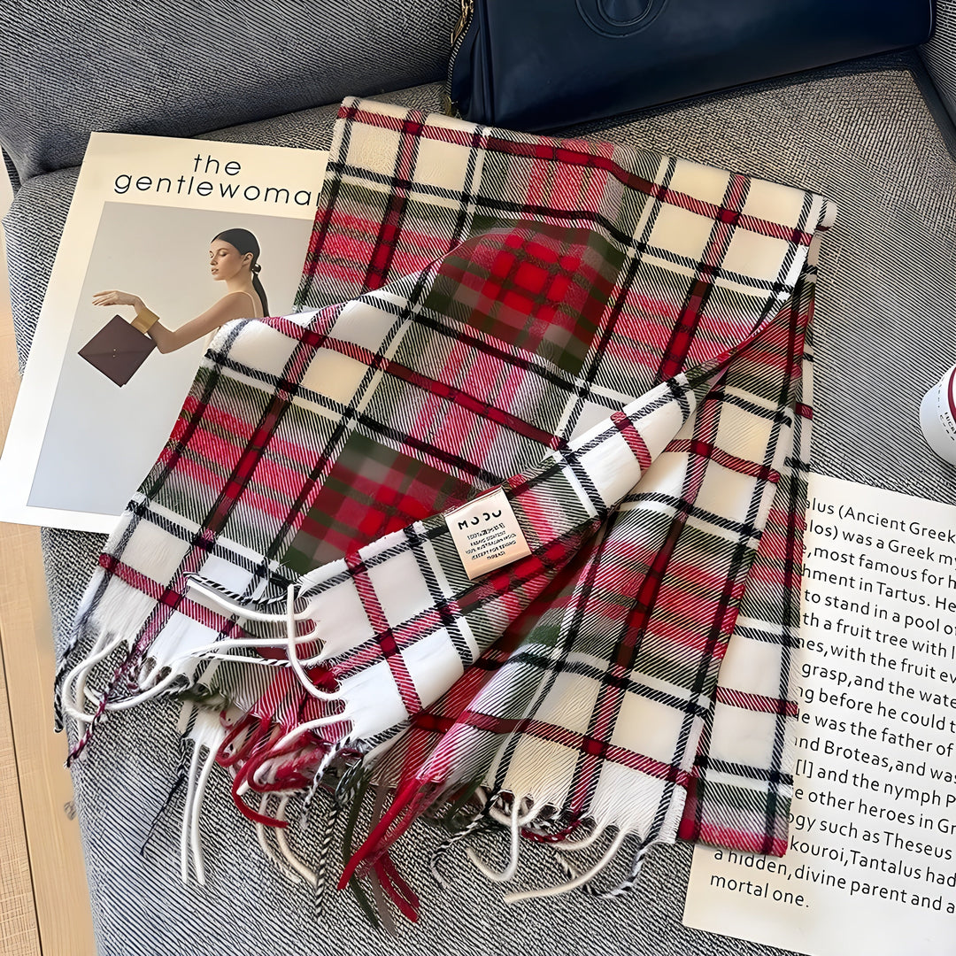 Stílusos brit kockás kasmír női téli sál - Victoria