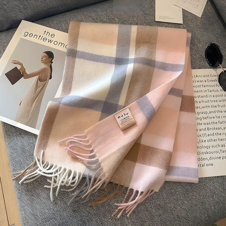 Stílusos brit kockás kasmír női téli sál - Victoria