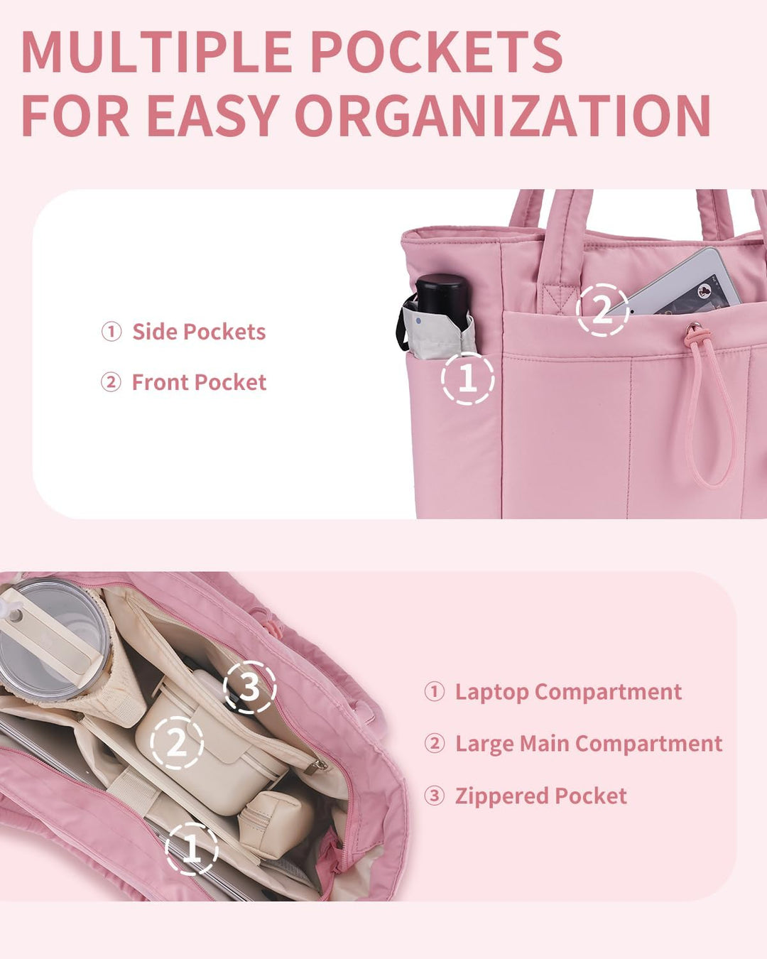 Varrt pufi táska pohártartóval és laptop rekesszel utazáshoz és munkához