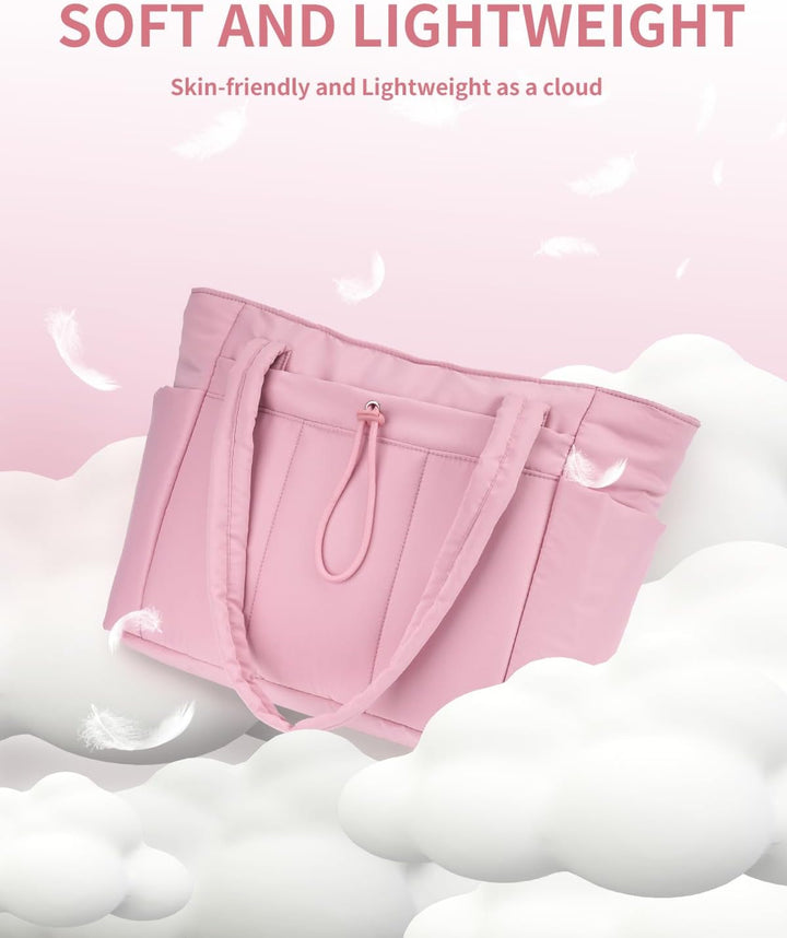 Varrt pufi táska pohártartóval és laptop rekesszel utazáshoz és munkához