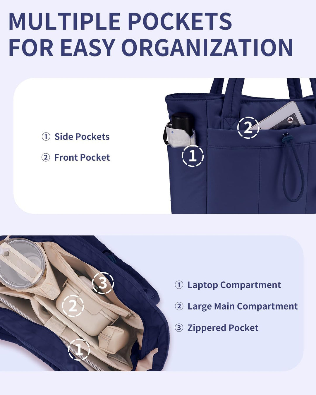 Varrt pufi táska pohártartóval és laptop rekesszel utazáshoz és munkához