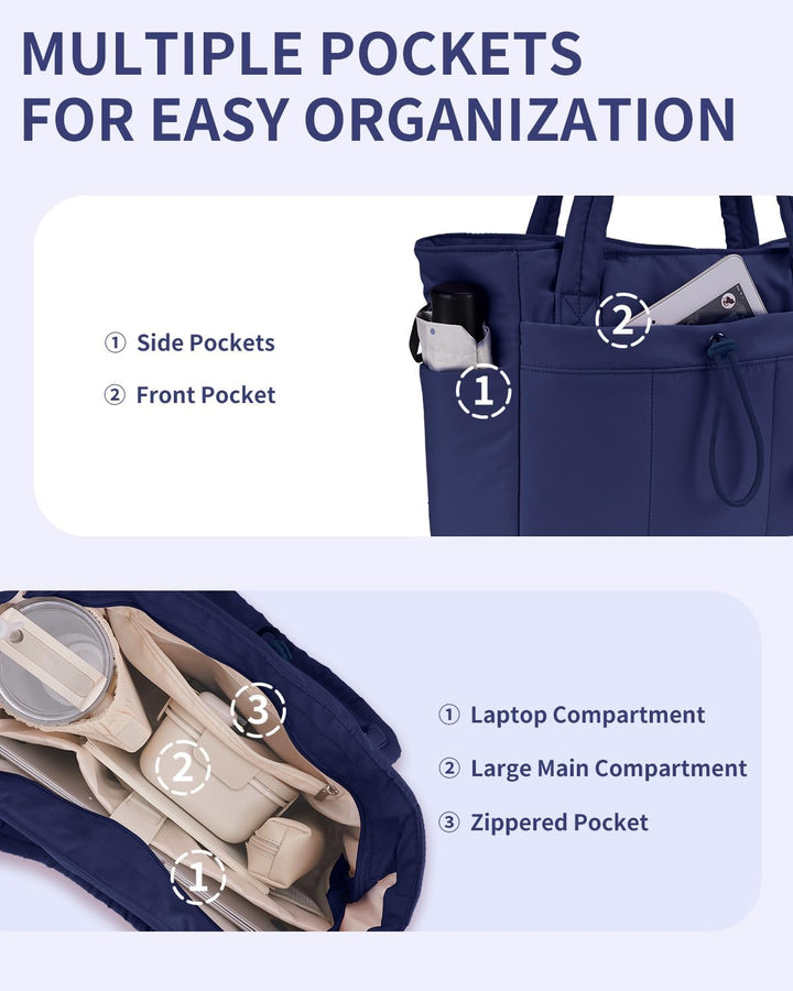 Varrt pufi táska pohártartóval és laptop rekesszel utazáshoz és munkához