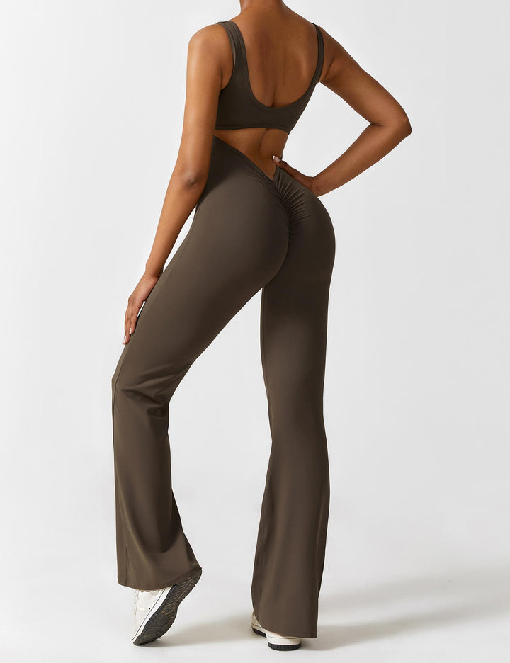 Vissza nélküli jumpsuit, széles szárú nadrággal – Liv
